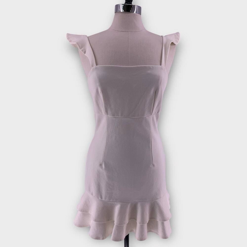 Lulus Dress Ivory Ruffle Fit Flare Skater Layered Party Graduation M